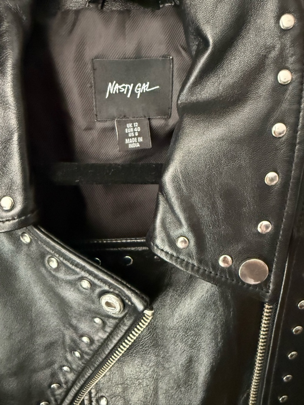 Nasty Gal Black Leather Jacket with Gold Celestial Embroidery - Picture 5 of 5